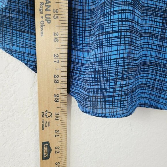 Worthington Petite Women's Blouse Blue Black Print Sz P Large Drop Neck Mature - Picture 7 of 8